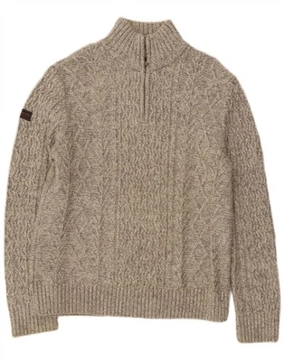 SUPERDRY Mens Zip Neck Jumper Sweater 2XL Grey Acrylic BF13 - Image 1 of 3