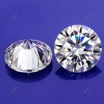 VVS1 D Color Round Excellent Cut 2 Pcs Moissanite Gemstone 12.5 MM CERTIFIED - Image 1 of 4