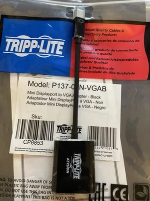 TRIPP LITE Mini DisplayPort to VGA Adapter BLACK Model: P137-06N-VGAB New - Image 1 of 3
