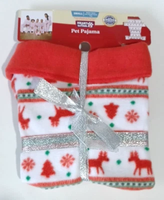 NEW Heart to Tail Small  Holiday Pet Dog Pajama NWT Red Reindeer Trees Snowflake - Image 1 of 4