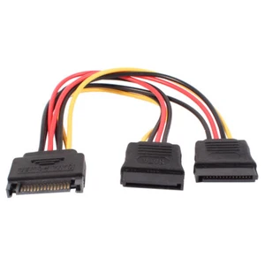 Hard Disk SATA 15Pin Male to Dual Female M/F Y Splitter Power Cable - Picture 1 of 1
