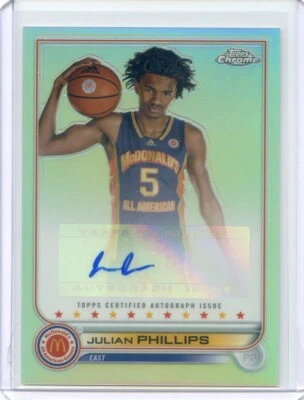 2022 Topps Chrome McDonald's All-American JULIAN PHILLIPS #CA-JP REFRACTOR AUTO - Image 1 of 2