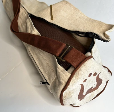 Hemp Yoga Mat Bag w/Gaiam Mat Natural Thick Canvas Double Zip Pocket Pilates - Image 1 of 4