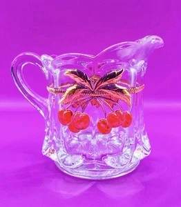 Antique Northwood Cherry & Cable Ruby Stain EAPG Creamer Pitcher Gold Trim - Picture 1 of 11