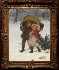 Handmade Old Master-Art Antique Oil Painting Female girl boy on canvas 24"x36" - Picture 1 of 2