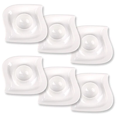Schramm® 6 Stück Eierbecher geschwungen Porzellan weiss Eierhalter Ablage - Bild 1 von 4