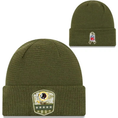 New Era Washington Redskins Olive Green NFL Salute to Service Knit Winter Beanie - Image 1 of 4