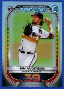 2021 Bowman Chrome Ian Anderson BOWMAN SCOUTS TOP 100 #39 #BTP-39 Braves - Picture 1 of 2