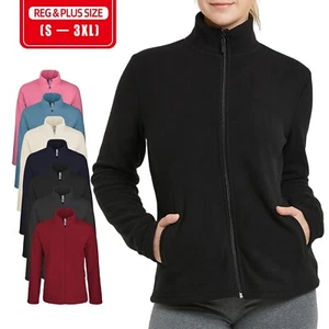 Giacca donna pile polare con tasche full zip morbida S-3XL cappotto manica lunga - Foto 1 di 40