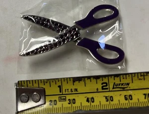 Purple Rhinestone Scissors Brooch Pin - Picture 1 of 4