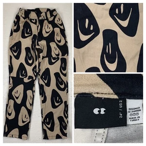 Pantalones LAZY OAF Squish Face Smile negros y marrones claros talla 24 unisex - Imagen 1 de 18