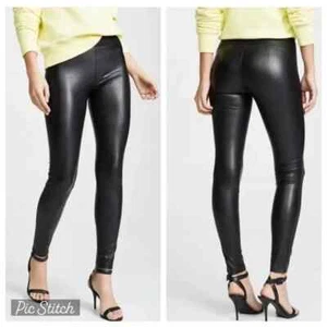 DAVID LERNER Vegan Leather Barlow Leggings In Classic Black Size:M - Picture 1 of 9