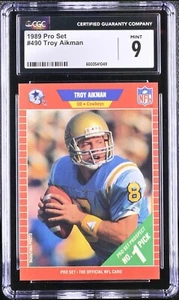 CGC 9 - Troy Aikman 1989 Pro Set Football - RC #490 - Dallas Cowboys - Picture 1 of 2