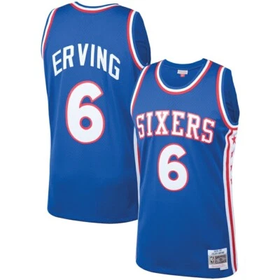 Philadelphia 76ers Julius Erving #6 Mitchell & Ness Blue 1976/77 Swingman Jersey - Image 1 of 4