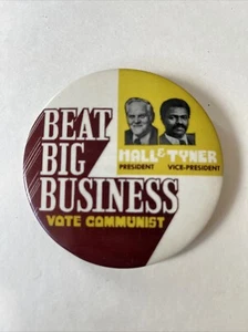 Vintage 1976 Präsidentschaftswahl VOTE COMMUNIST HALL & TYNER Pin Button 3" - Bild 1 von 3