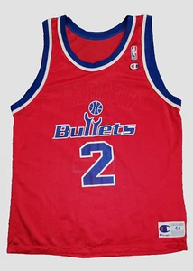 100%Authentic Vintage Champion Bullets 2 Chris Webber Basketball Red Jersey Sz44 - Picture 1 of 6