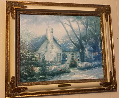 Kinkade Morning Glory Cottage "Flower Cottages of Carmel 1"  Unique Heavy Frame - Image 1 of 4