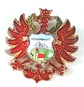 Weissenbach T Shield Fire Red Bird Tourist Brooch - Picture 1 of 4