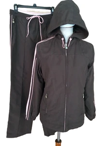 EVERLAST Womens Track Suit 2-PC Brown Medium Zip Hoodie Jacket + Pant Activewear - Picture 1 of 13