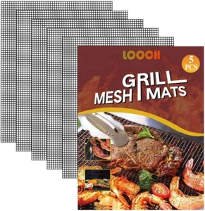 BBQ Mesh Grill Mat Set of 5, Nonstick Heavy Duty, Reusable, 15.75 X 13 Inch - Picture 1 of 12