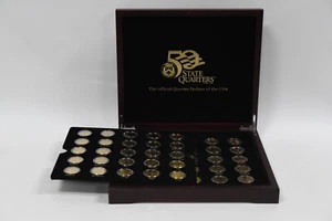 50 State Quarters Collection of the USA - 50 Gold Plated US Quarter Coins & Box - Picture 1 of 16