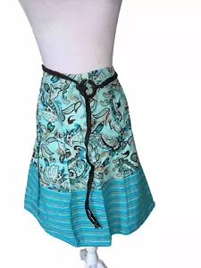 Notations Skirt Size CL W/ Braided Faux Leather Belt Side Zips 100% Cotton Lined - Picture 1 of 10