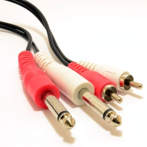 Conector MONO doble de 2 m de 6,35 mm 1/4 pulgadas a enchufes fono RCA cable mezclador de audio OFC - Imagen 1 de 4