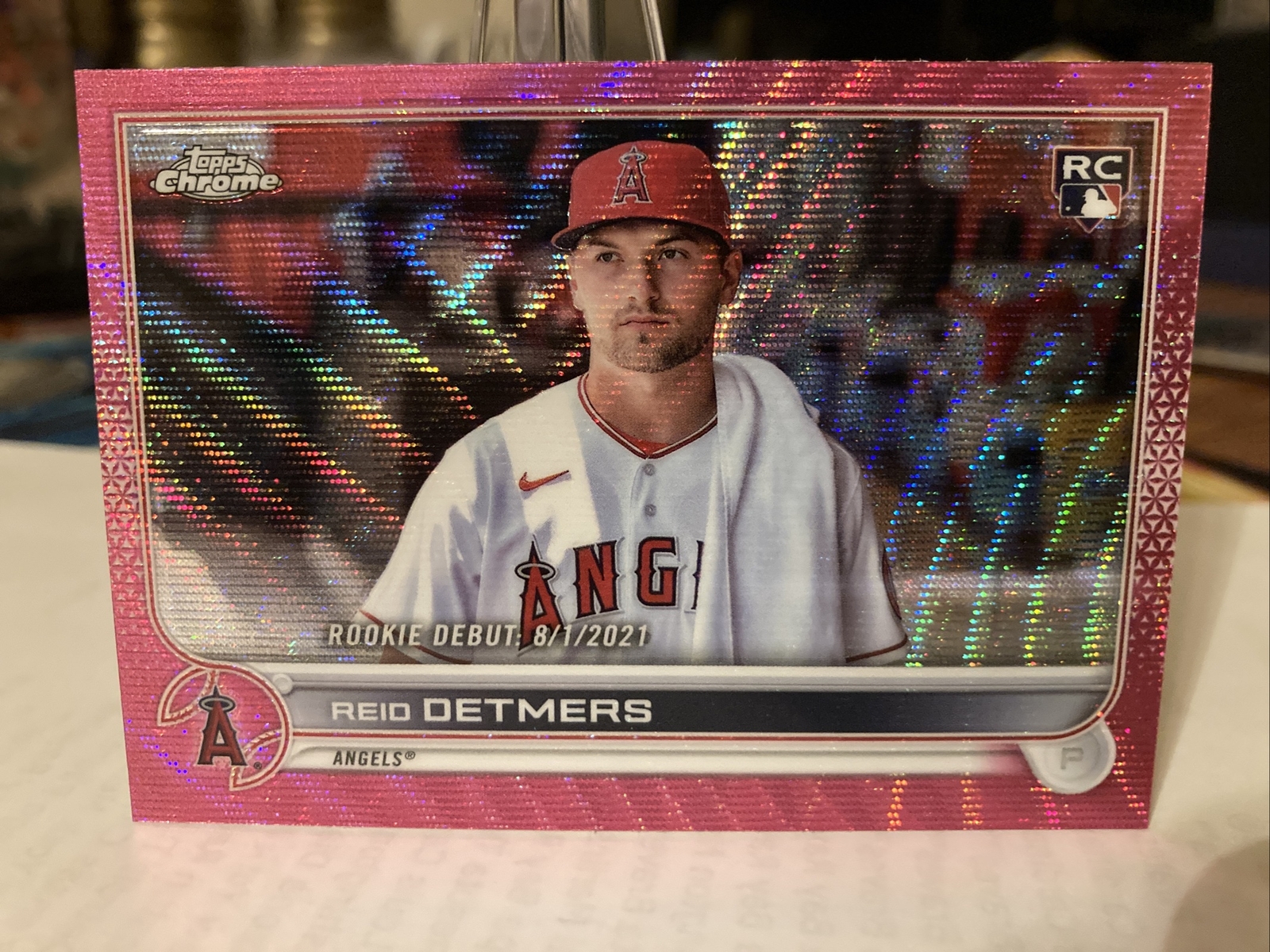 2022 Topps Chrome Update Reid Detmers Pink Wave Refractor RC #USC90