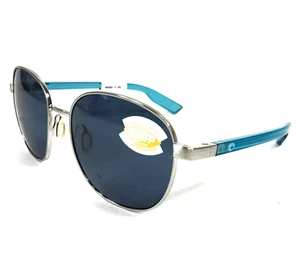 Costa Sunglasses Egret 6S4005-06 Brushed Silver Clear Blue with Gray Lenses 580P - Picture 1 of 12