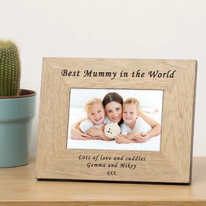 Best Mummy... Wooden Photo Frame 6x4 - Personalised Engraved Mothers Day Gift - Picture 1 of 2