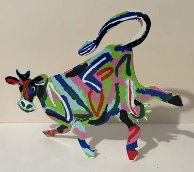DAVID GERSTEIN поп-арт металлический цветной корова отдельно стоящая двусторонняя скульптура - Изображение 1 из 4