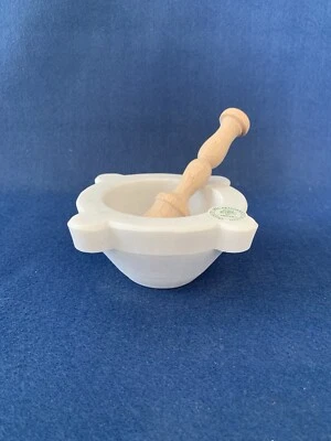 Mortaio Marmo Bianco di Carrara diametro 10 cm con pestello in legno di Faggio - Immagine 1 di 4