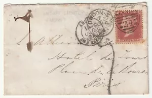 1864 LONDON BRIEF NACH PARIS MIT NUR 1d HANDGESTEMPELT "UNGENÜGEND FRANKIERT" - Bild 1 von 3