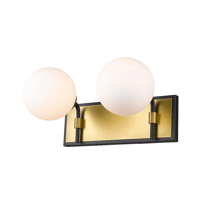 Z-Lite Parsons 2 Light Vanity, Matte Black/Olde Brass, Opal - 477-2V-MB-OBR - Image 1 of 1
