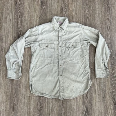 Vintage Sears Shirt Mens Large Beige Button Up Hercules Roebucks Work 50s Worn - Image 1 of 4