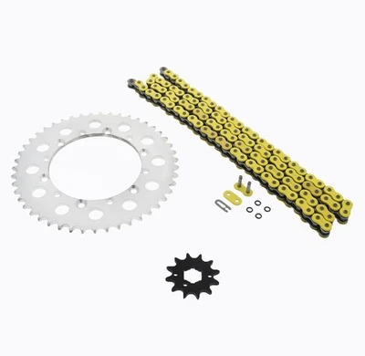Roda dentada corrente anel O amarelo Kawasaki 95-06 KDX200, 97-05 KDX220 SLV 12/47 110L - Imagem 1 de 4