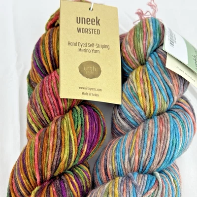 2 Uneek 100% Marino Superwash Yarn Worsted Weight Hand Dyed Self-Striping - Image 1 of 4
