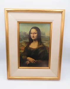 Vtg Mona Lisa Leonardo da Vinci Offset Litho Print Replica Gold Tone Framed - Picture 1 of 16
