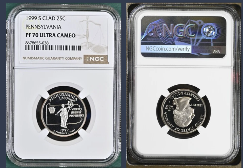 1999-S PENNSYLVANIA  CLAD  State 25c PROOF NGC PF70 UC - Image 1 of 1