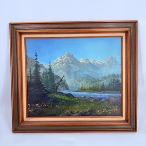 Vtg Oil Painting On Canvas Elizebeth Armstrong Moore Tetons ? 32” X 28” - Picture 1 of 10