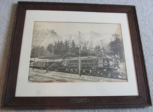Great Northern Railroad Elektrolok Zug gerahmtes Bild mit GE Typenschild - Bild 1 von 5