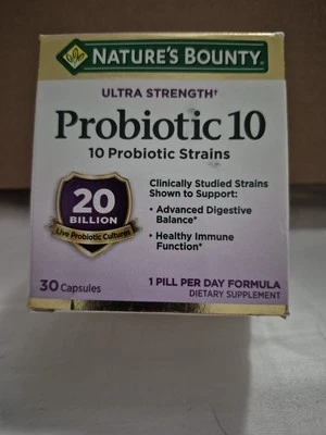 Natures Bounty 超强益生菌 10 - 30 粒胶囊有效期至 2026 年 12 月 — 第 1/3 张图片