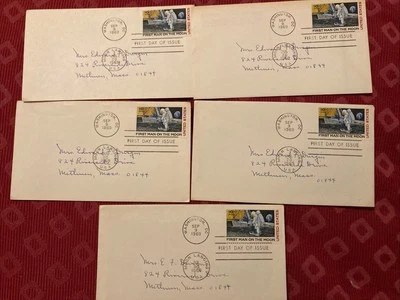 5 Man's First Landing on the Moon - First Day of issue. Double Postmarked. - Image 1 of 4