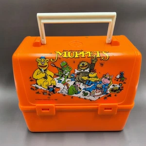 Muppets Vintage 1981 hellorange Muppet Picknick Brotdose ohne Thermoskanne  - Bild 1 von 6
