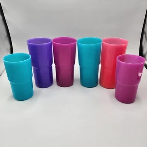 4 Pc Tupperware Tumbler Cups Tabletop 18 oz J Aqua Raspberry Purple Pink +Bonus - Picture 1 of 6