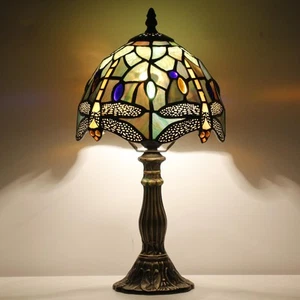 Small Tiffany Lamp Stained Glass Desk Lamp Vintage Tiffany Bedside Table Lamp... - Picture 1 of 9