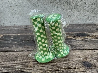 Green and white checkered NOS vintage BMX hand grips old school freestyle - Image 1 of 4