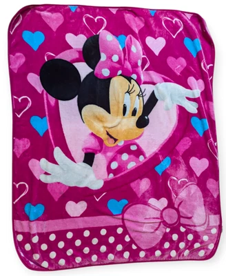 Disney Minnie Mouse Bowtique Pink Soft Fleece Throw Blanket 58" x 47" - Image 1 of 4