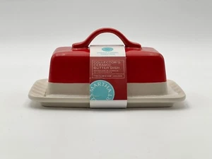 Martha Stewart Collector's Ceramic Butter Dish for Macy's Red & White - Picture 1 of 4