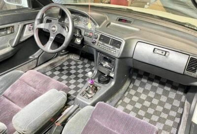 P2M Checkered Flag Race Carpet F&R Floor Mats for Acura Integra DA DB 90-93 New - Image 1 of 4